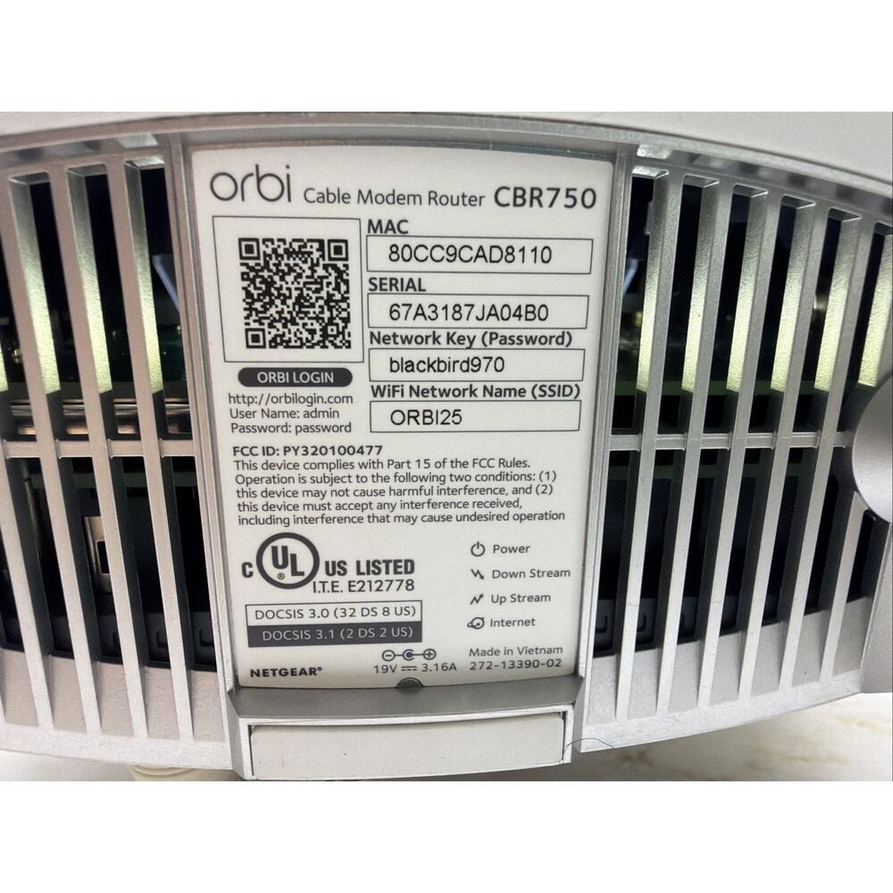 NETGEAR Orbi CBR750 Wi-Fi Cable Modem Router Tested Firmware Updated & Reset - Picture 7 of 7